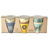 Set of 6 Small Kids Melamine Cups Blue Jungle Collection Rice DK